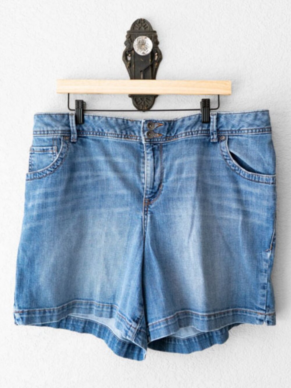 Lane Bryant Denim Jorts Plus Size 16 Blue Jean Shorts Stretch Casual